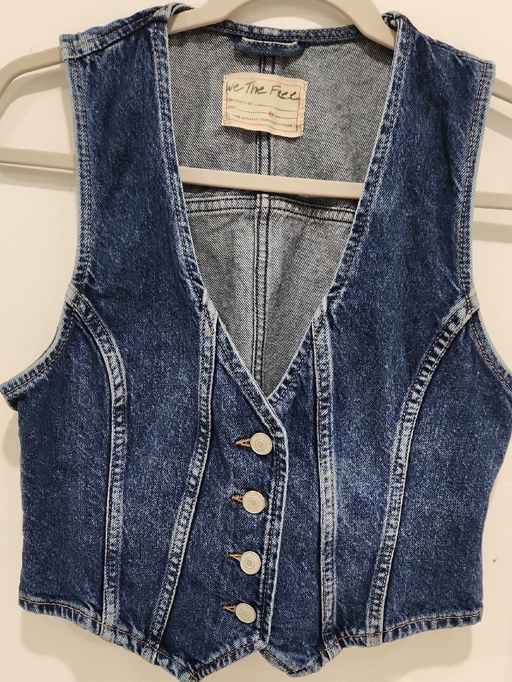 We The Free Pale Blue Denim Label Vest